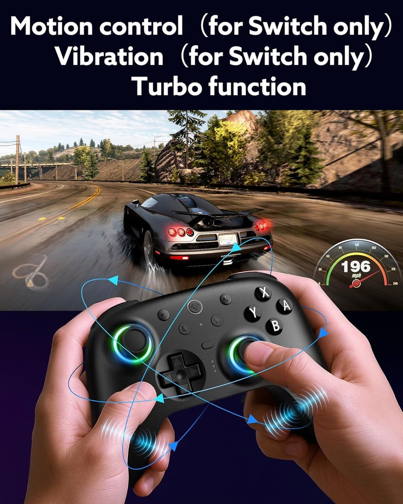 8Bitdo وحدة التحكم بلوتوث Ultimate 2 (تحديث عصا التحكم TMR) ، حلقة نار RGB ، مفاتيح تأثير هول / مفاتيح لمسية قابلة للتبديل ، اهتزاز وتحكم في الحركة لجهاز Switch / Switch 2 ، كمبيوتر ويندوز (أسود) - Image 5